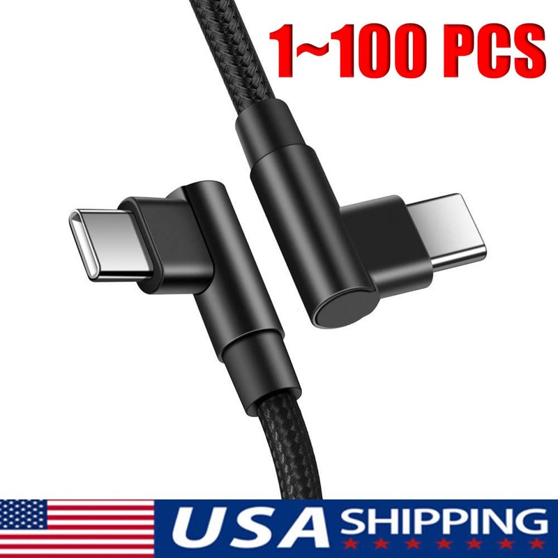 90 Degree Angle USB-C to USB-C Charger Cable Fast Charging Type Sync Cord LOT