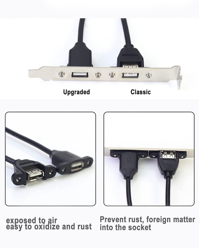 2 PCS 1.5ft USB 2.0 Male To Female Extension Cable Panel Mount Extender Cord gallery