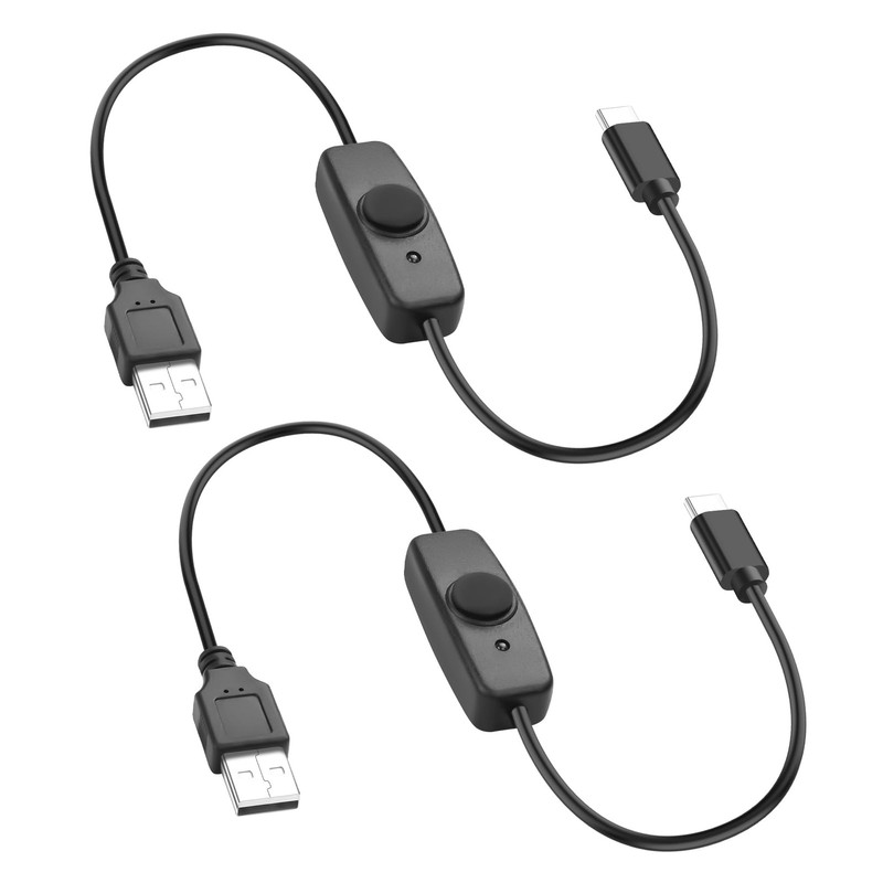2 PCS 0.98ft Short USB Extension Cable On Off Switch 5V Type C To USB Cord