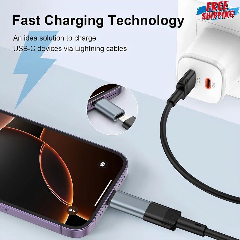 3 Pack Lightning to USB C Adapter MFi Certified Fast Charger For iPhone 17 16 15 gallery