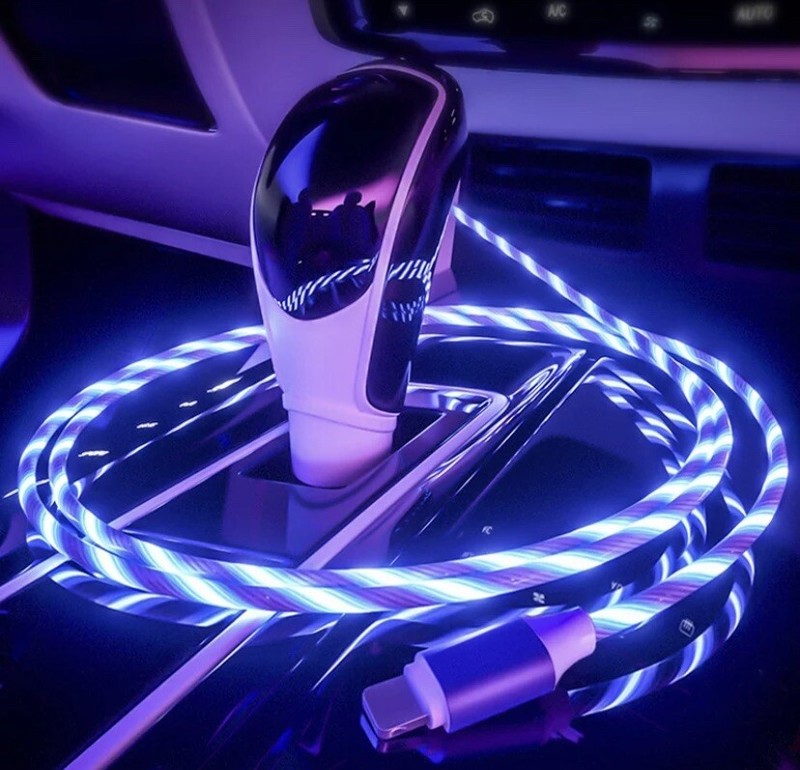 New LED Light Up Flowing Magnetic Fast Charging Charger Cable Cord Micro Type-C