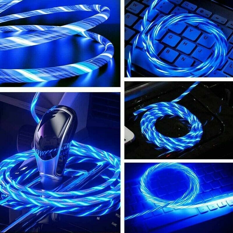1M LED Light Up Fast Charging Charger Cable USB Cord For iPhone Type C Phone New gallery