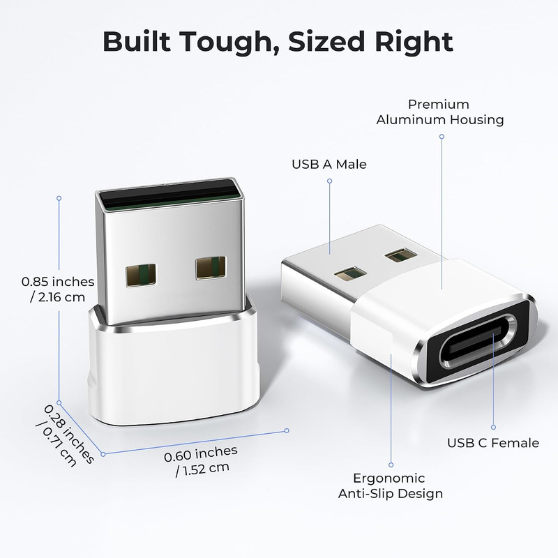 USB to USB C Adapter 4Pack,Type C Female to USBA Male Charger Cable gallery