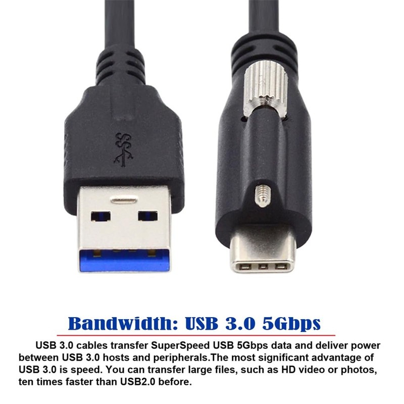 USB 3.1 Type-C Locking Connector to Standard USB3.0 Data Cable 300CM gallery