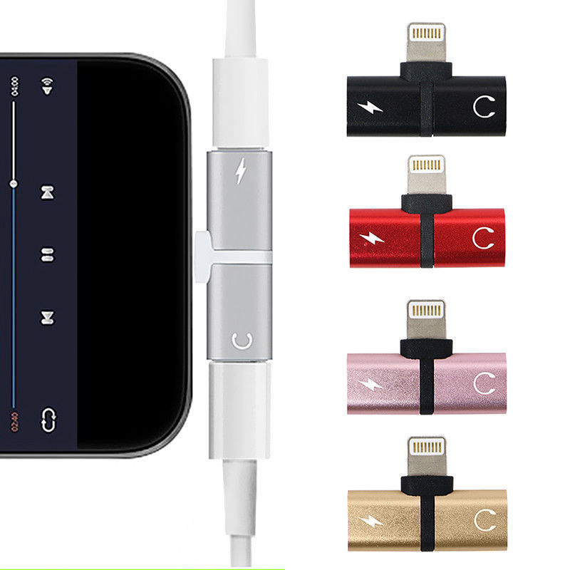 2 in 1 Earphone and Charger Splitter Adapter for iPhone X XS XS MAX XR 7/7+ 8/8+