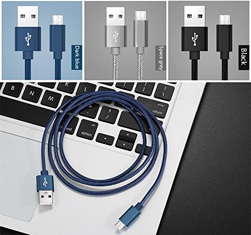 2 Pack Micro USB Cable 1.8M 6 Feet Nylon Braided High Speed Charging Grey gallery