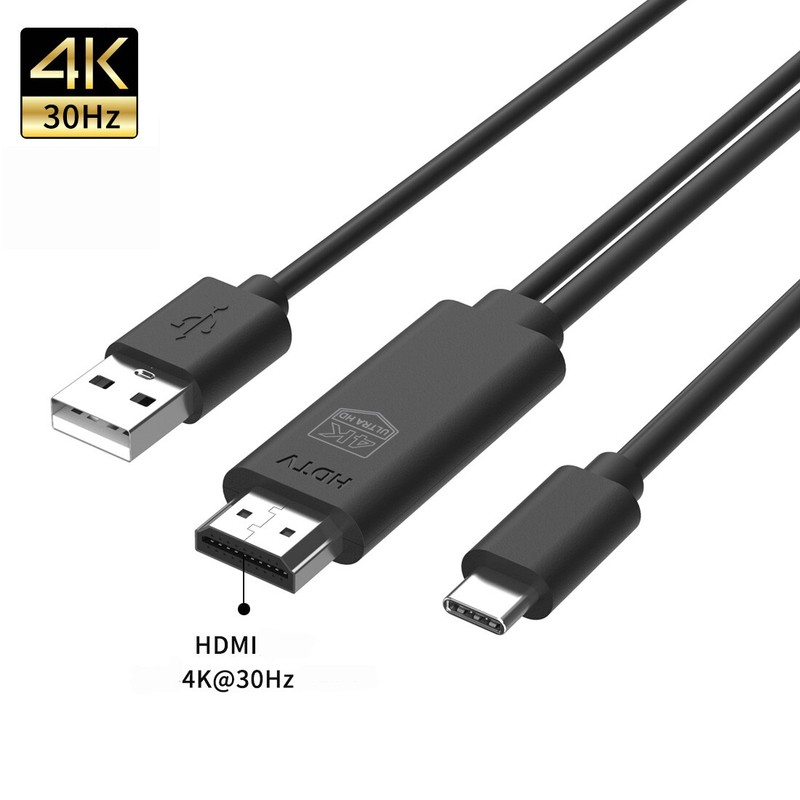 1.8M USB-C Type-C to 4K 30Hz HDMI Adapter Cable with USB Charge Plug & Play gallery