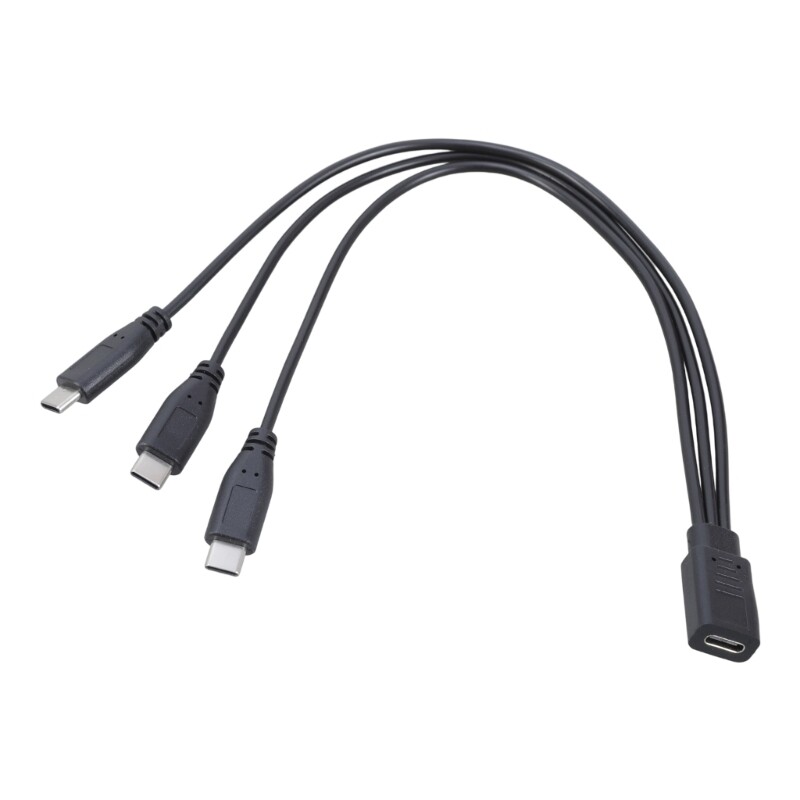 Triple Head USB Type C Charging Cord Splitter Upgrades for Phones Game Consoles