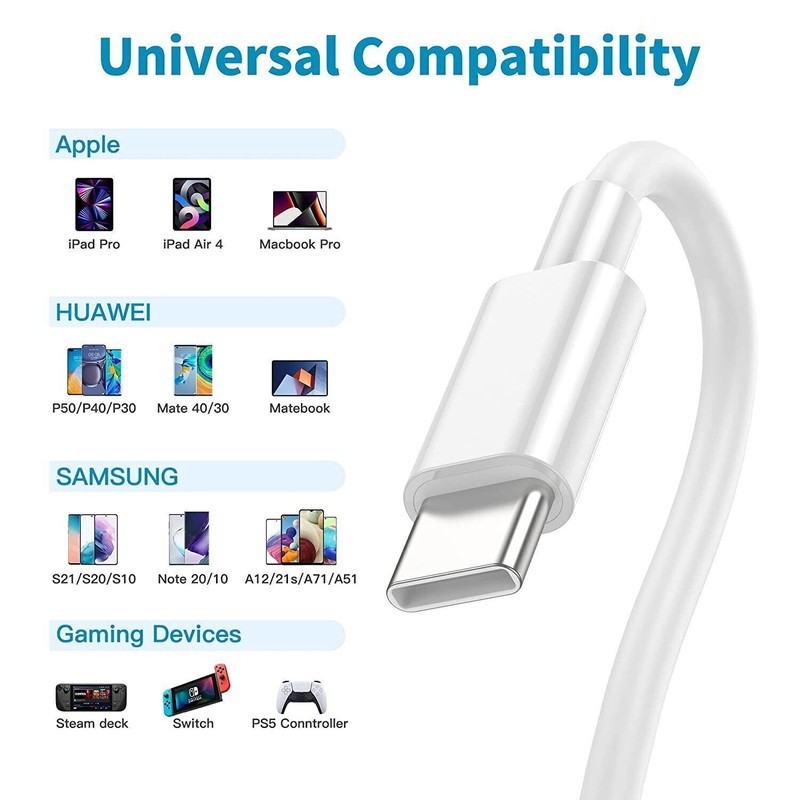 6FT USB-C to USB-C Cable Fast Charge Type C Charging Cord Rapid Charger Lot gallery