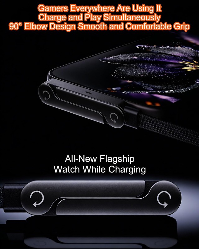 240w Braided Fast Charge Cable with Built-in Phone Stand, 2-in-1 Invisible Ho... gallery