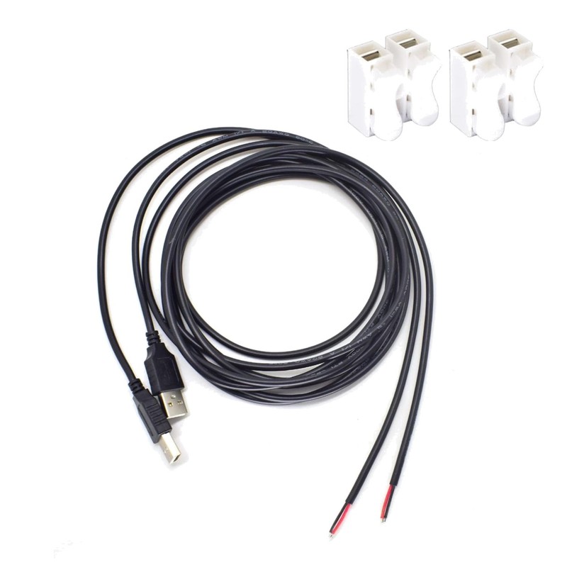 2PCS 20AWG USB Pigtail 2-Wire DIY Cable Set