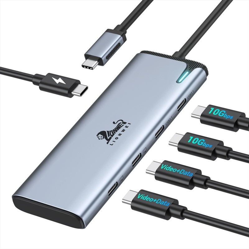 USBC to USBC Hub, LIONWEI USB C Splitter with Dual Type-C Video Output 4K@60H...