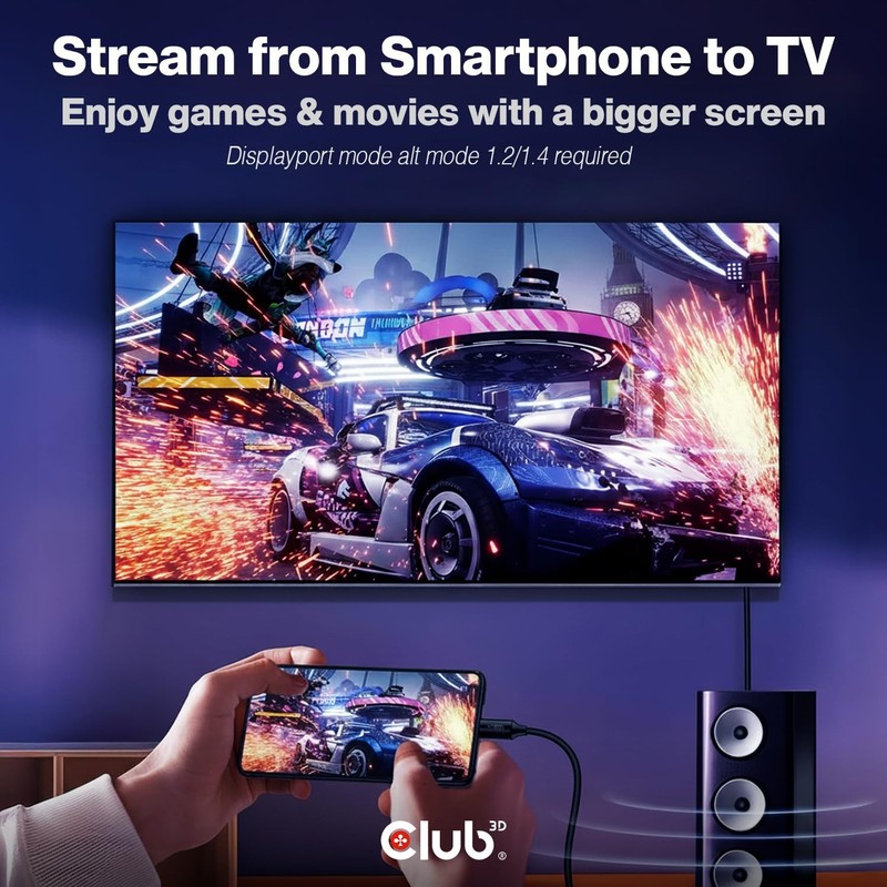 Club3D USBC to DisplayPort 1.4 BiDirectional Cable 8K 60Hz 4K 120Hz 6FT gallery
