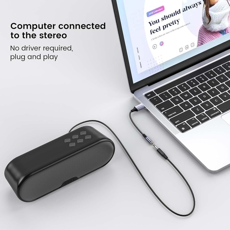 Durable USB Audio Jack Adapter 20cm | Compatible with PC, PS4, Mac, and More gallery