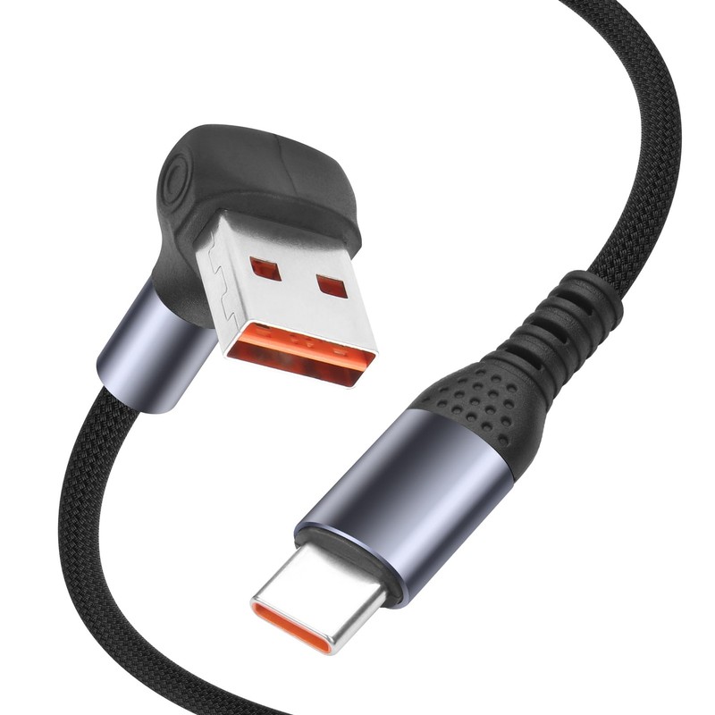 Right Angle USB A to C Cable 90 Degree 66W USB A to C PD Power Delivery Nylon...