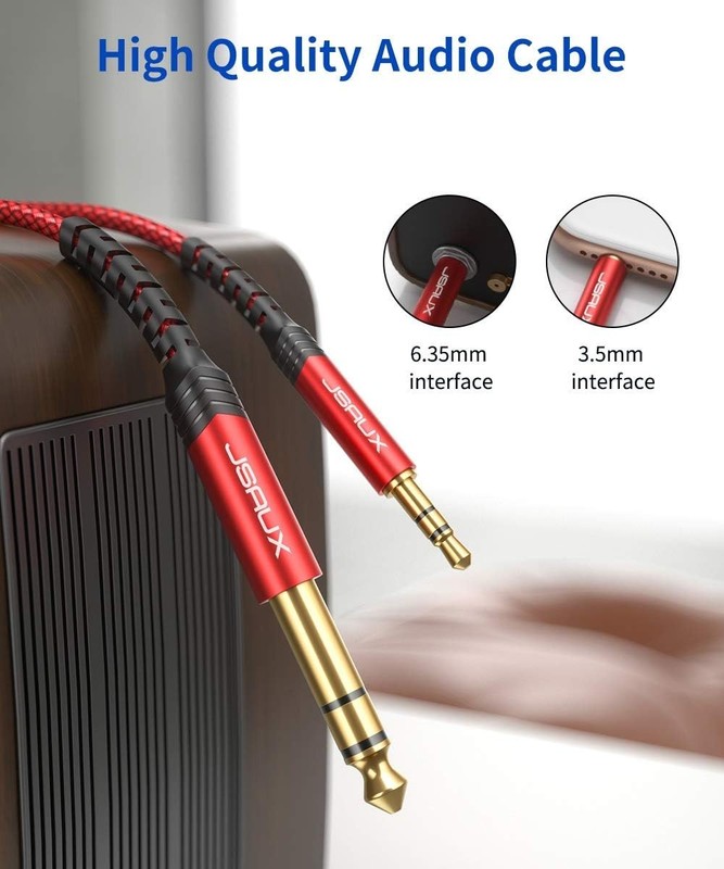 Durable 4FT Stereo Audio Cable - 3.5mm Male to 6.35mm Male TRS Connection gallery