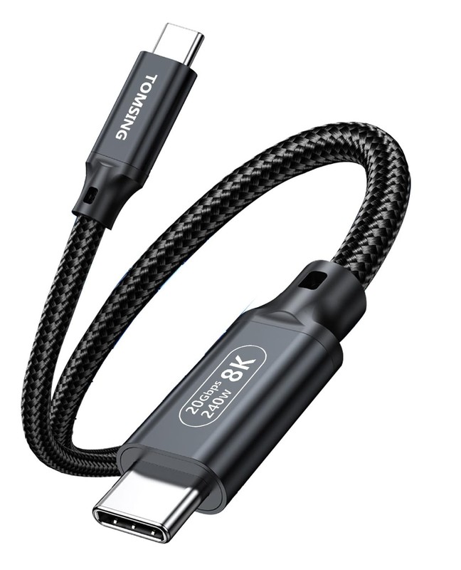 Short USB C To USB C 240W Fast Charging Cable 1.6FT/0.5m 20Gbps 8K HD Black