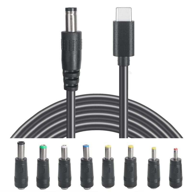 USB C to DC 5.5mm x 2.1mm Power Cable Cord, C Input 12V, Black