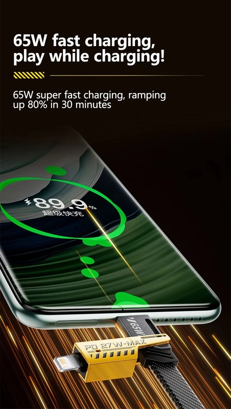 4 in 1 Mecha Fast Charging Data Cable Cord PD 27W For iPhone 15 Samsung Xiaomi 6 gallery