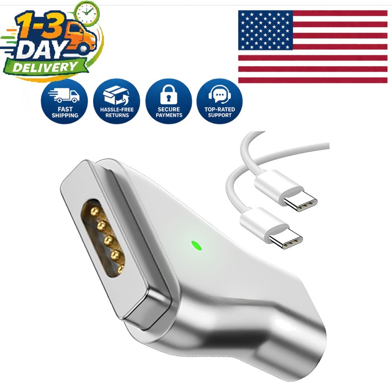 Fast Charging Magnetic USB C Adapter with 100W Cable – MacBook Compatible