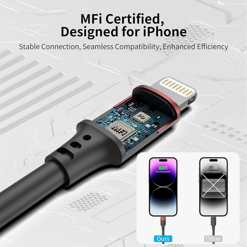 6 Inch iPhone Charger Cord, MFi Certified Short USB to Lightning Cable 0.5 FT gallery