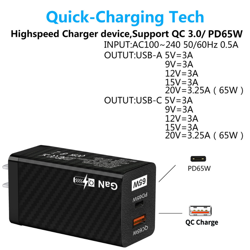 65W Type USB-C Fast Wall Charger 10FT PD Cable For Samsung iPhone Air 15 16 17E gallery