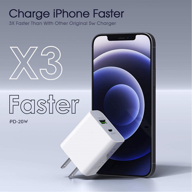 20W DUAL USB-C TypeC Fast Wall Charger Adaptor QC3.0 Lot For Android iPhone iPad gallery