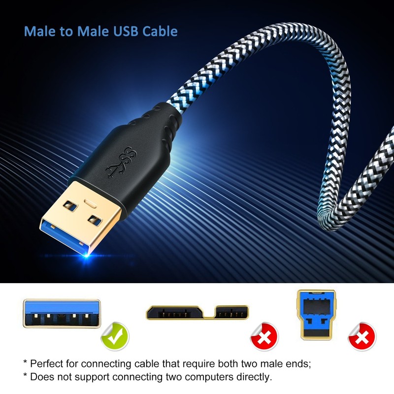 4Pack White 3FT USB 3.0 TypeA Male To Male Short Braided Double Ended Cable gallery