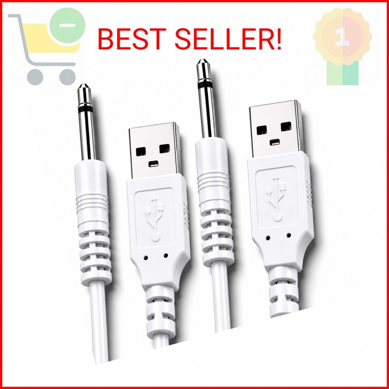 VibeMax (2 Pack) Massager Charger – Fast Charging USB Cable | 2.5mm DC Charger C