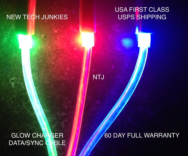 GLOW CHARGER CABLE LED light data sync for iPhone X 8 7 5 5c 6 plus 4s MICRO USB
