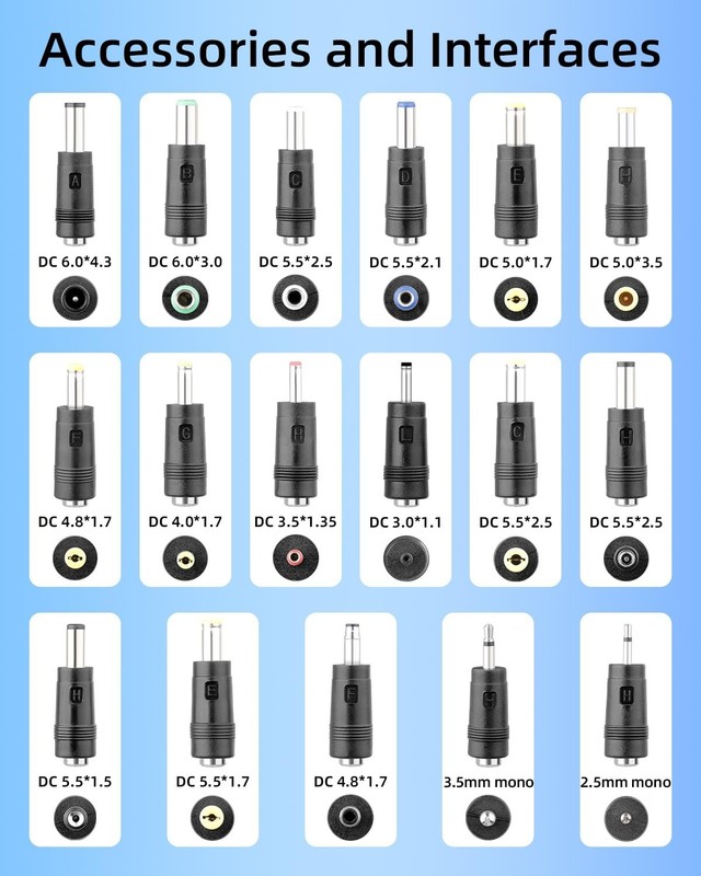 140W USB C to DC Adapter, Type C Barrel Power Cable, 34 Universal Tips, 5V-28V gallery
