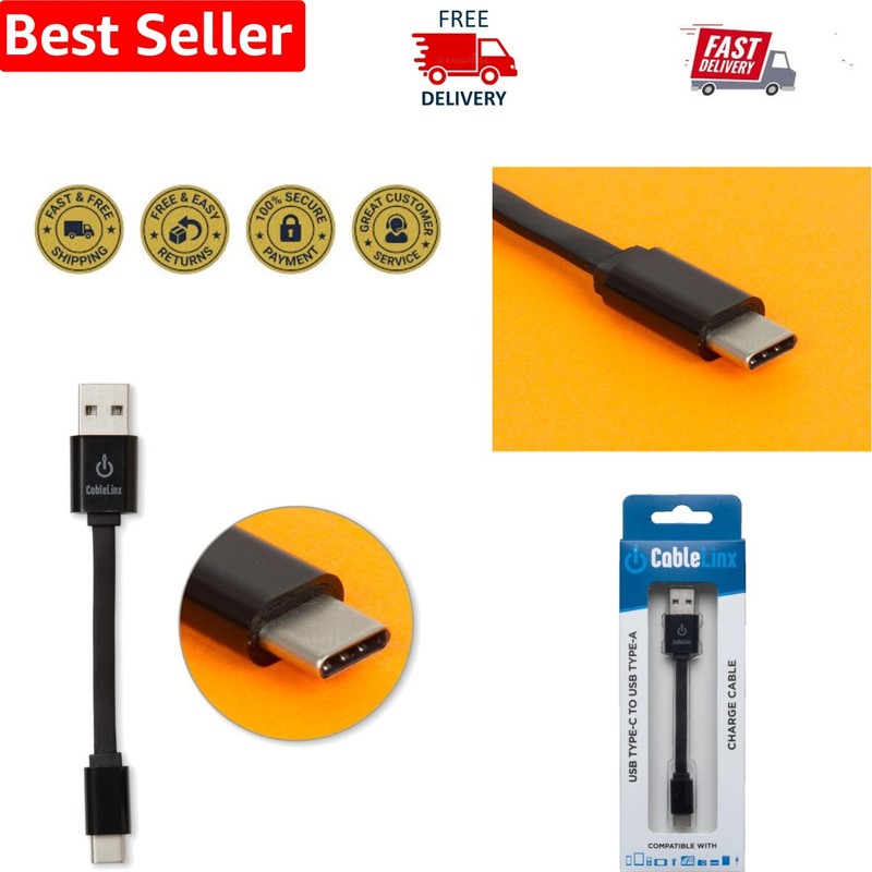 4-inch USB Type-C to Type-A Fast Charge Cable for Galaxy S8, Pixel, LG G5 & More