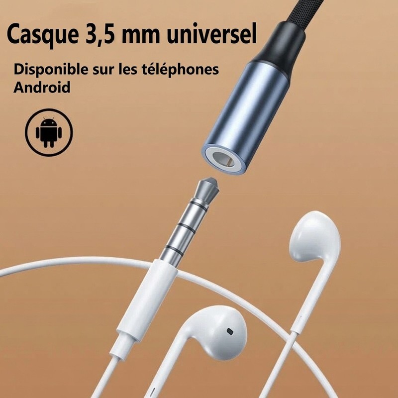 USB-C To 3.5mm Audio Jack Adapter Nylon 12cm Silver DAC For iPhone 17 16 15 gallery