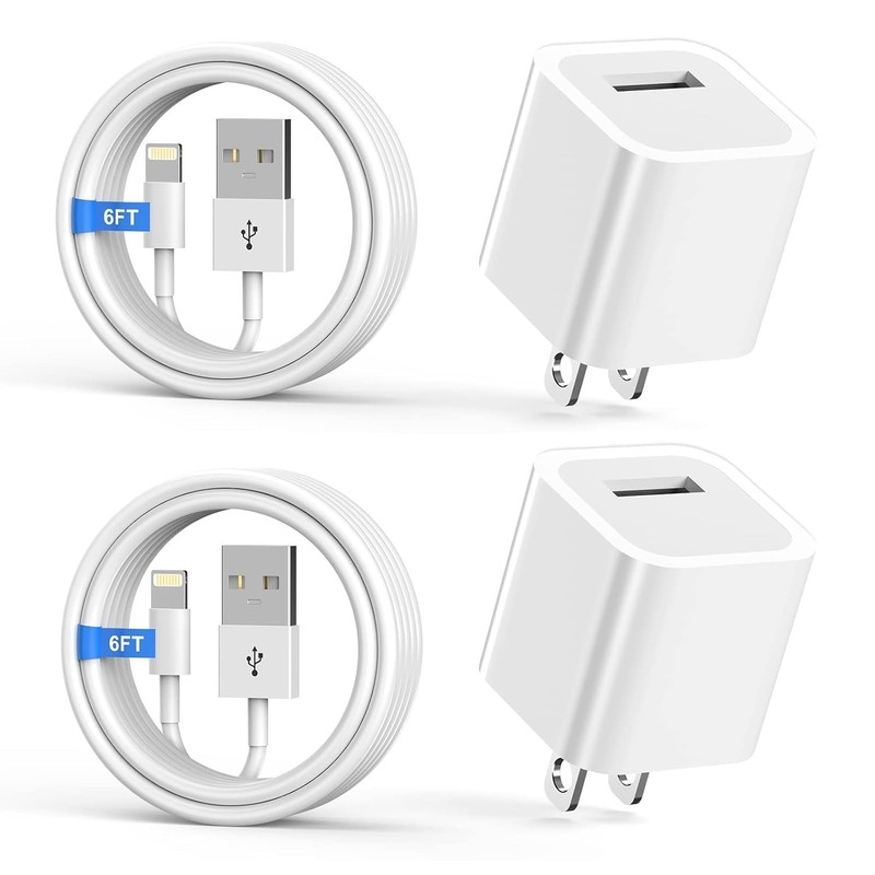 2 Pack iPhone Charger MFi Certified 6FT Lightning Data Sync Cable Cord White