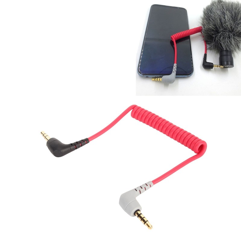 3.5mm to 3.5mm TRRS Cable Male to Male Coiled Right Angle 3.5mm Microphone Patch gallery