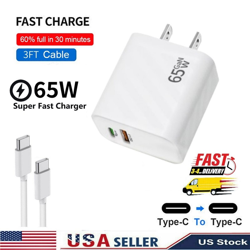 PD 65W Power Fast Charger Plug & Cable For Samsung Galaxy S21 S22 S23 S24 plus