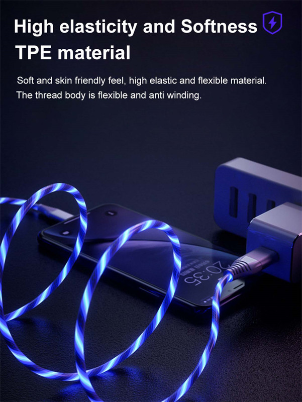 LED Light Up USB C Cable Fast Charging Cord For iPhone 15 16 17 Samsung Android gallery