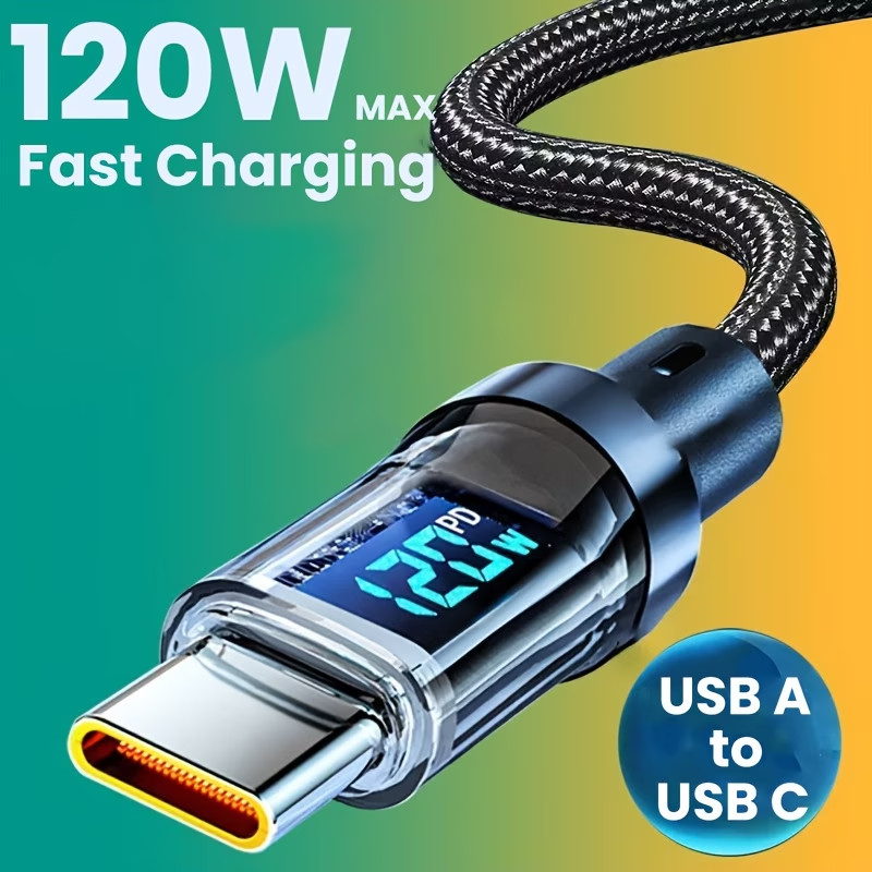 120W USB C, Fast Charging Cable, Digital Display USB A, Charger Cord gallery