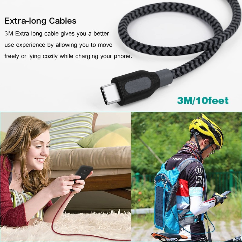 USB Type C Cable, 3 Pack 10ft Braided Type C Charger Fast Charging Cord Compa... gallery