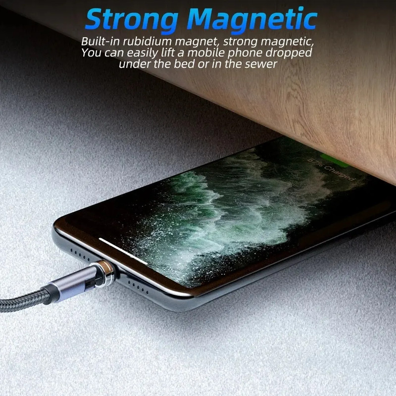 540° Magnetic 3 in 1 Fast Charging Cable USB Phone Charger US gallery