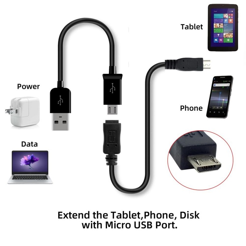 USB 2.0 Micro USB 5Pin Male to Female Extension Cable - Hi Speed Data & Power... gallery