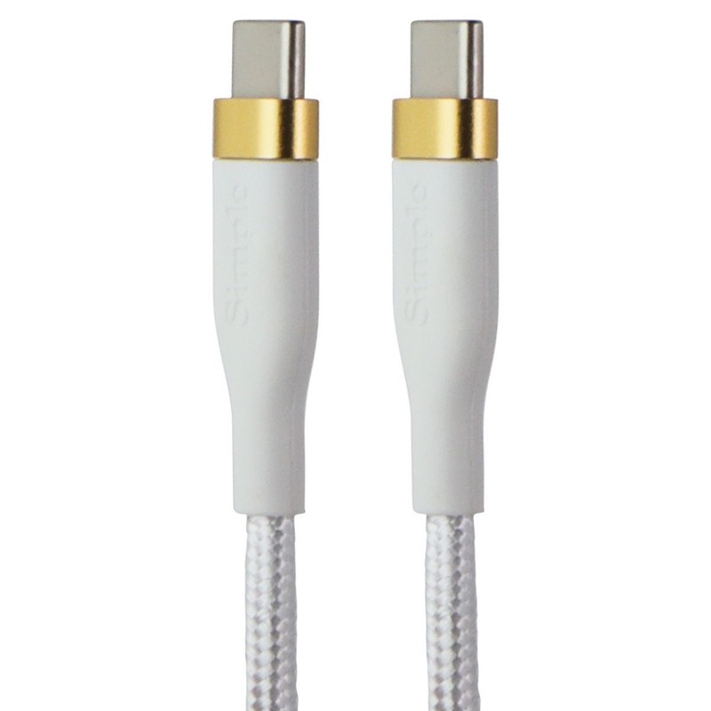 S. Simple (10-Ft) USB-C to USB-C Tough-Knit Braided Cable – White/Gold