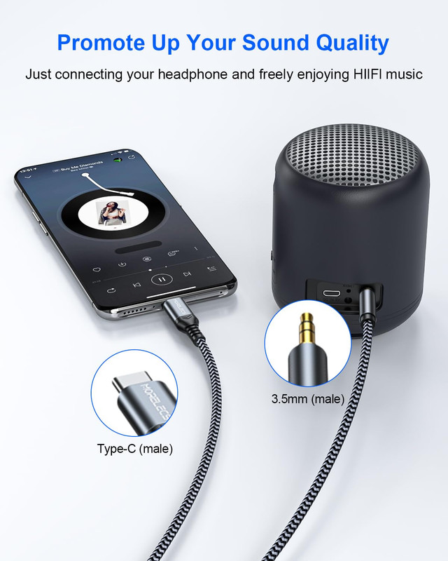 Aux to USB C, 3.3Ft Aux Cord to USB C Compatible with Iphone 15/16, Galaxy S24/S gallery