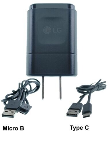 OEM LG Wall Charger MCS-01WR Black 5V-1.2A+2 USB Cables(Type-C & Micro B) gallery