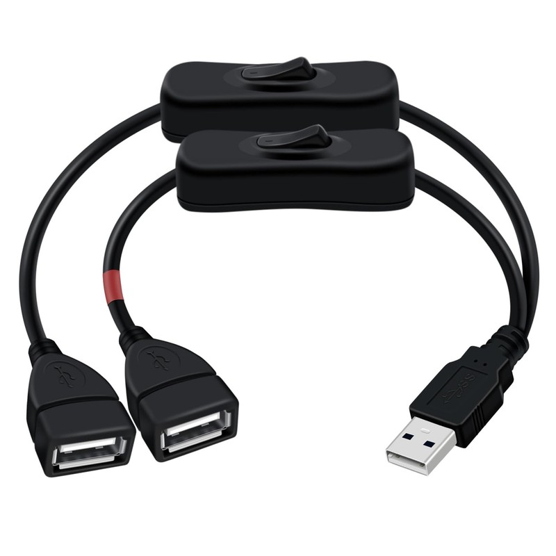 USB Splitter Cable with Switch USB A to Double Female Extension Cord Adapter,…