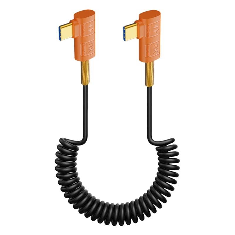 USB Type C Spring Coiled Cable Wire Double Male End Connectors Wire 240w Power gallery