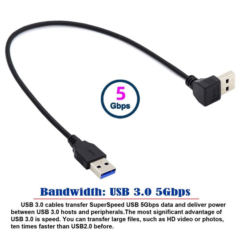 USB 3.0 Angled Type-A Male to Straight Male 5Gbps Data Cable 90 Degree 40cm gallery