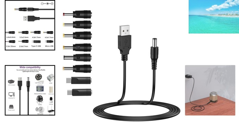 USB to DC 5V Power Cable - 8 Connectors, 3A Support for Multiple Devices gallery