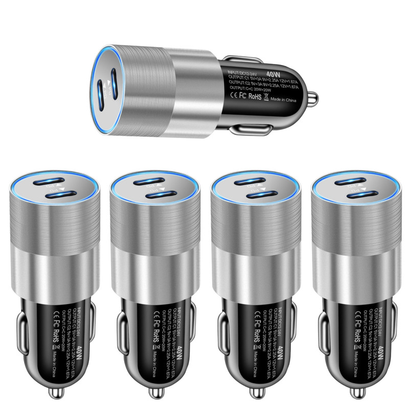 New USB-C Fast Car Charger For iPhone 15 14 13 12 11 Pro Max Samsung 40W Adapter