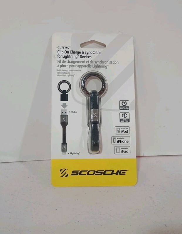 (5) Scosche ClipSync Charger MFI-Certified Cable for Apple iPhone X, 8 Plus, 6s